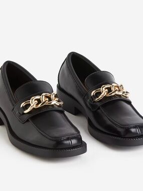 H&M Women’s Black Chain Loafers Size 10/40